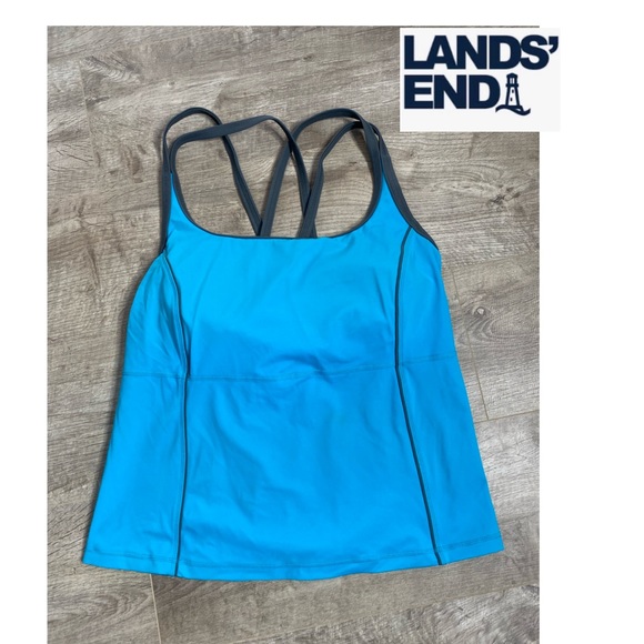 Lands’End plus size 16W Tankini top built-in bra criss-cross straps - Picture 8 of 8